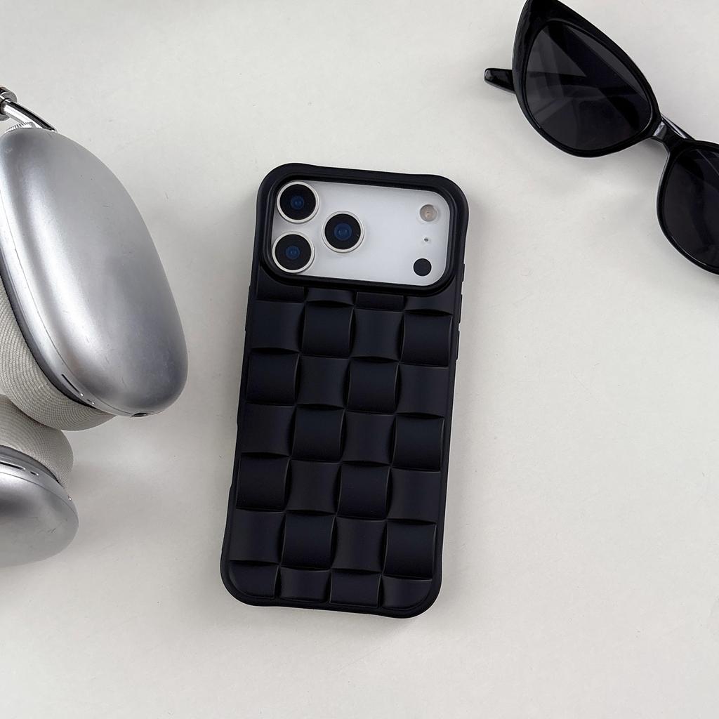Простой Однотонный Объемный Плетеный Рисунок Ударопрочный Чехол для Телефона для iPhone 17 16 15 14 13 12 Pro Max Plus 17Air