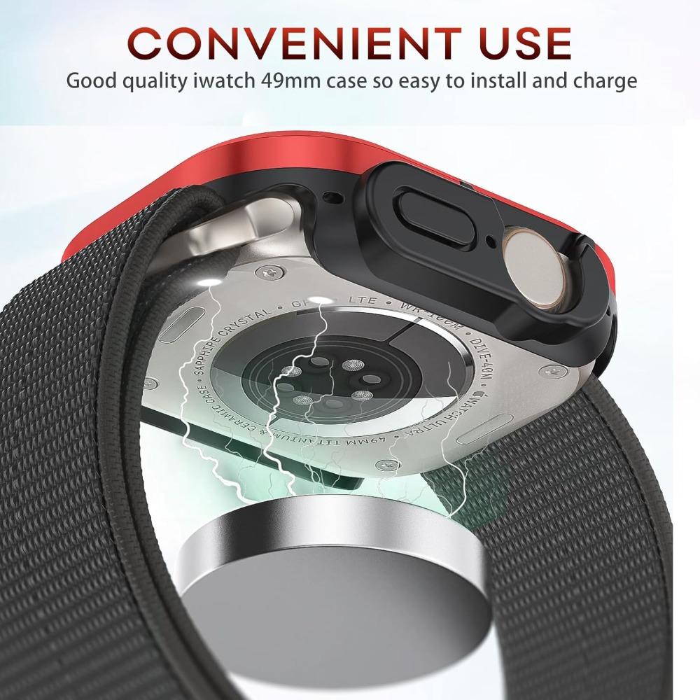 Matte Metal Case Fit for Apple Watch Ultra 3/2/1 49mm Case Bumper, [Matte Aluminum Bezel] + [Soft TPU Bumper]
