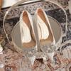 French Bridal Wedding Shoes Women's Silver Wedding Dress Main Wedding Dress Show Two Wear Crystal Shoes Stiletto High Heels