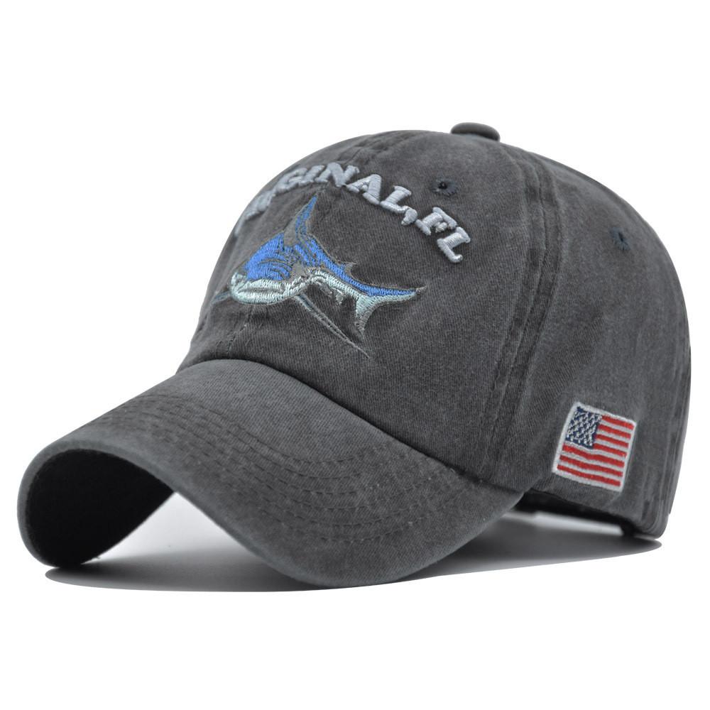 Shark Embroidered 3d Letter Baseball Cap Unisex Adjustable Cotton Casual Hat