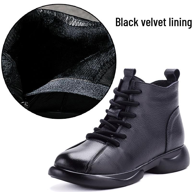 Ретро ботильоны Martin из натуральной кожи для женщин - Толстая подошва, Нескользящие, Мягкая кожа для осени и зимы