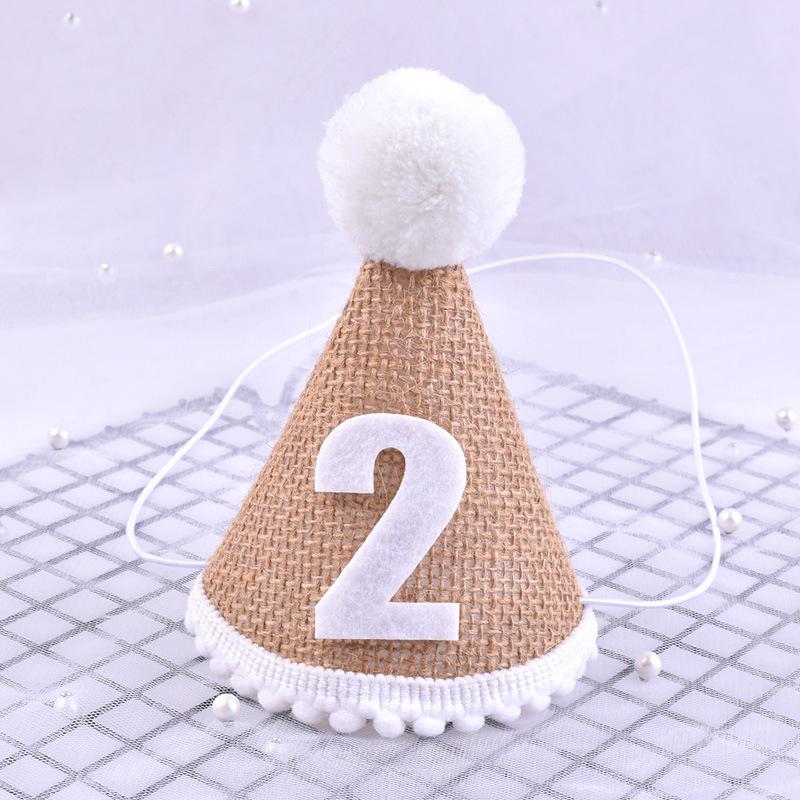 Мешковинная шапка для первого дня рождения ребенка, льняная фетровая шапка для 1-го, 2-го, 3-го года, детская шапка для душа, повязка на голову, украшение на день рождения