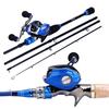 Комбинированные удочки и катушки, 4 секции, комбинированная катушка для удочки, комплект для морской и пресной воды, комплект удочек