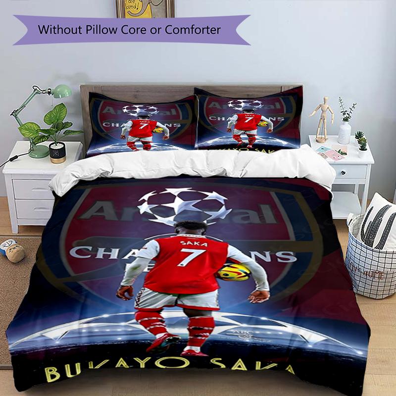 3pcs Duvet Cover Set (1*Duvet Cover + 2*Pillowcase, Without Core),football team.C Print Bedding Set, Bedroom Decor, All‑Season, Birthday Gift