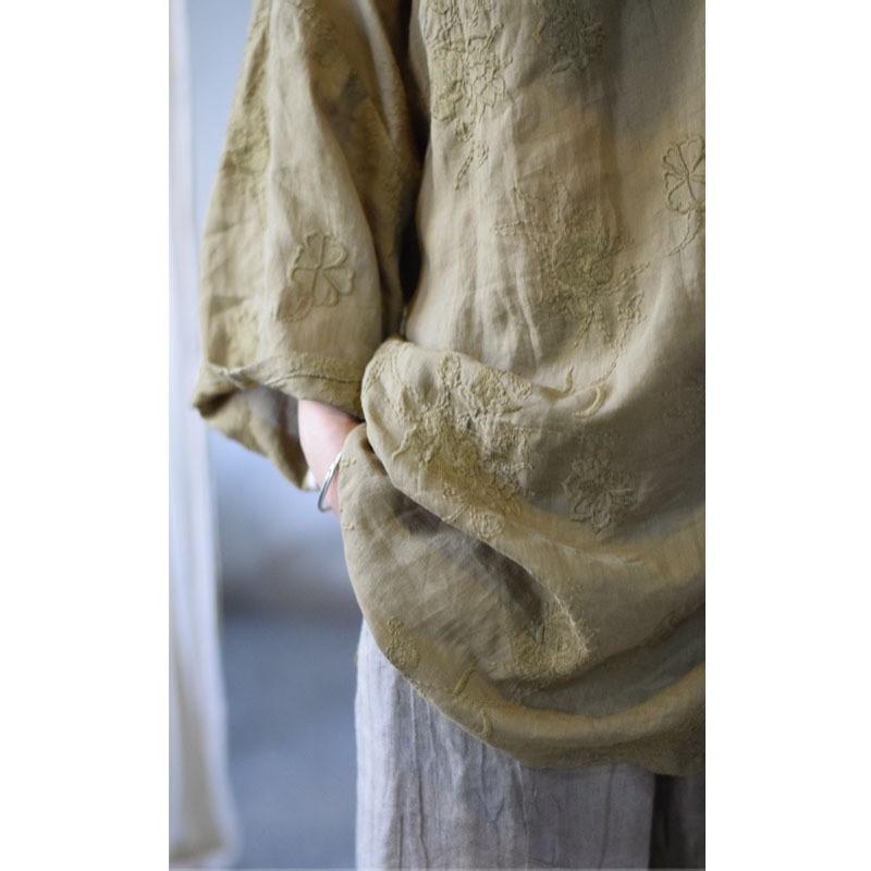 Johnature Женская весенняя винтажная рубашка с длинными рукавами и индивидуальной вышивкой в ​​китайском стиле, свободная повседневная рубашка в стиле ретро