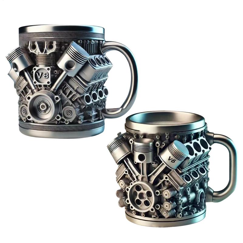 Кружка для кофе Многоразовая креативная Автомобильные двигатели V8 Контейнер для воды Забавные аксессуары для питья Портативная из нержавеющей стали Стакан для сока пива
