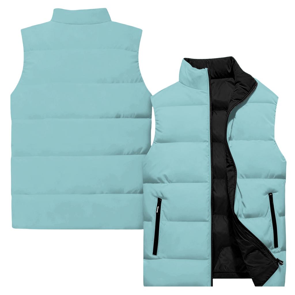 Men's Casual And Fashionable Sleeveless Vest, Solid-color Printed Cotton Jacket