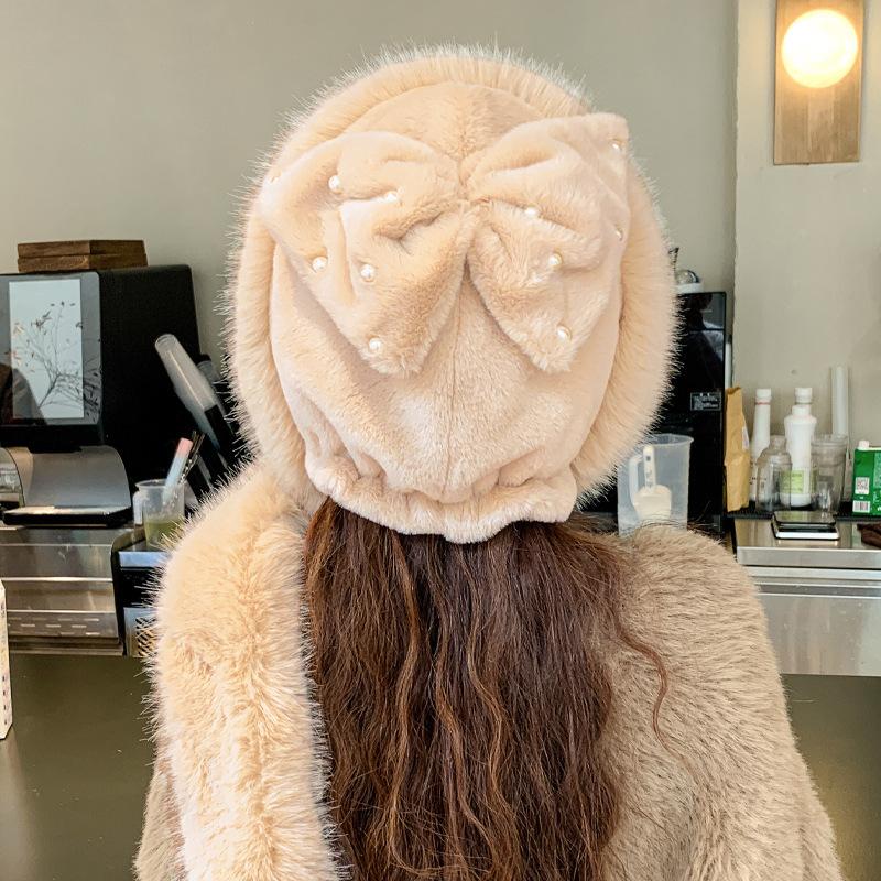Плюшевая теплая шапка-медведь, шарф, комплект из одного предмета, ветрозащитная шапка для защиты ушей при езде на велосипеде, утолщенная и универсальная для зимы