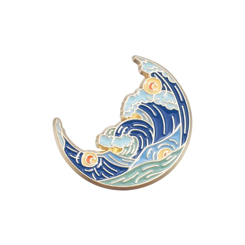 Classic Oil Painting Created By Van Gogh Enamel Pins Starry Moon Night Sunflower Waves Brooches Lapel Badge Art Painting Jewelry