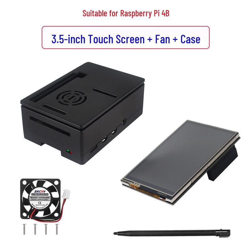 Raspberry Pi 5 4B с 3,5-дюймовым сенсорным экраном и корпусом из АБС-пластика, 3B+ 60fps Дисплейный монитор