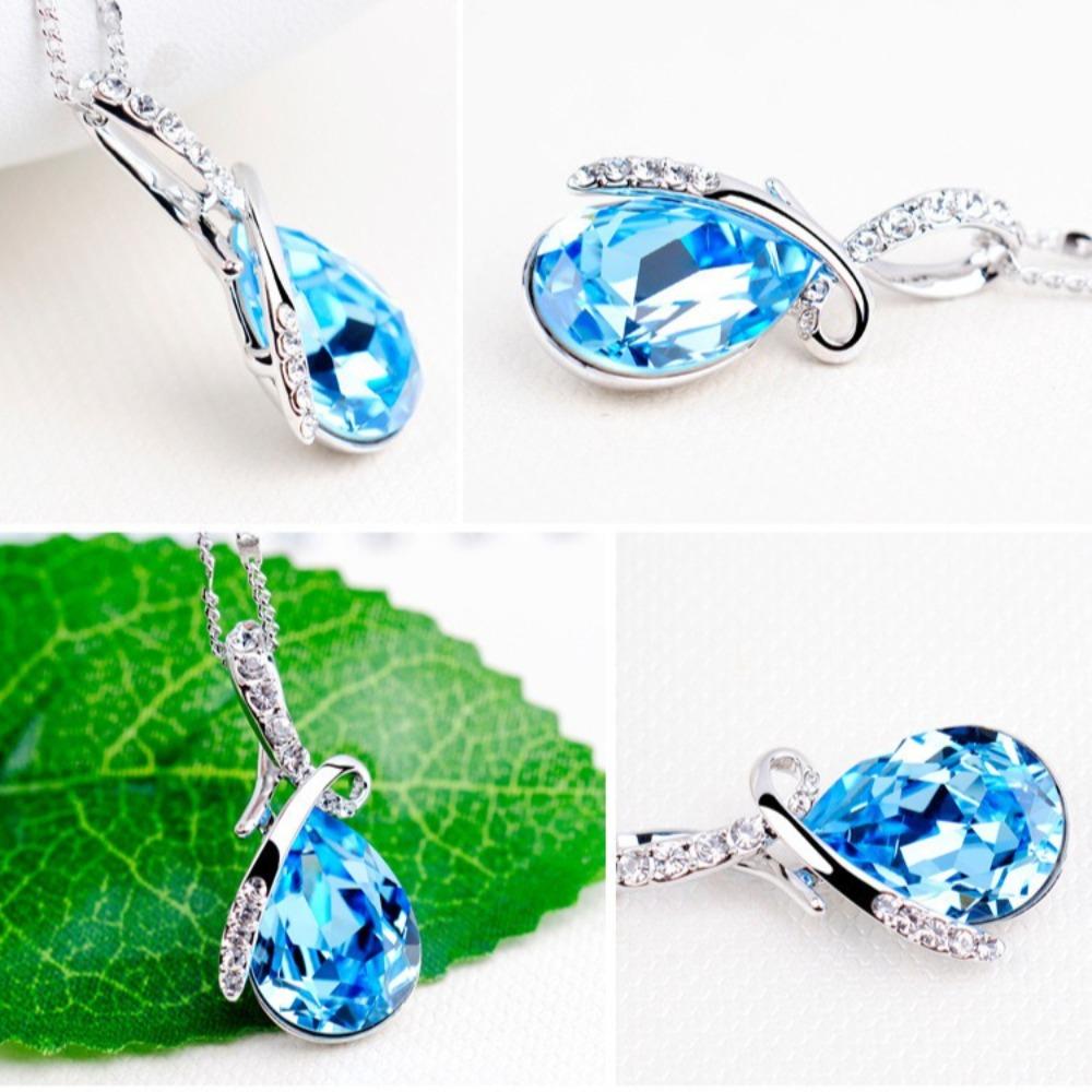 Silver Plated Angel Tear Necklace Elegant Collarbone Chain for Women Fashion Jewelry Gift