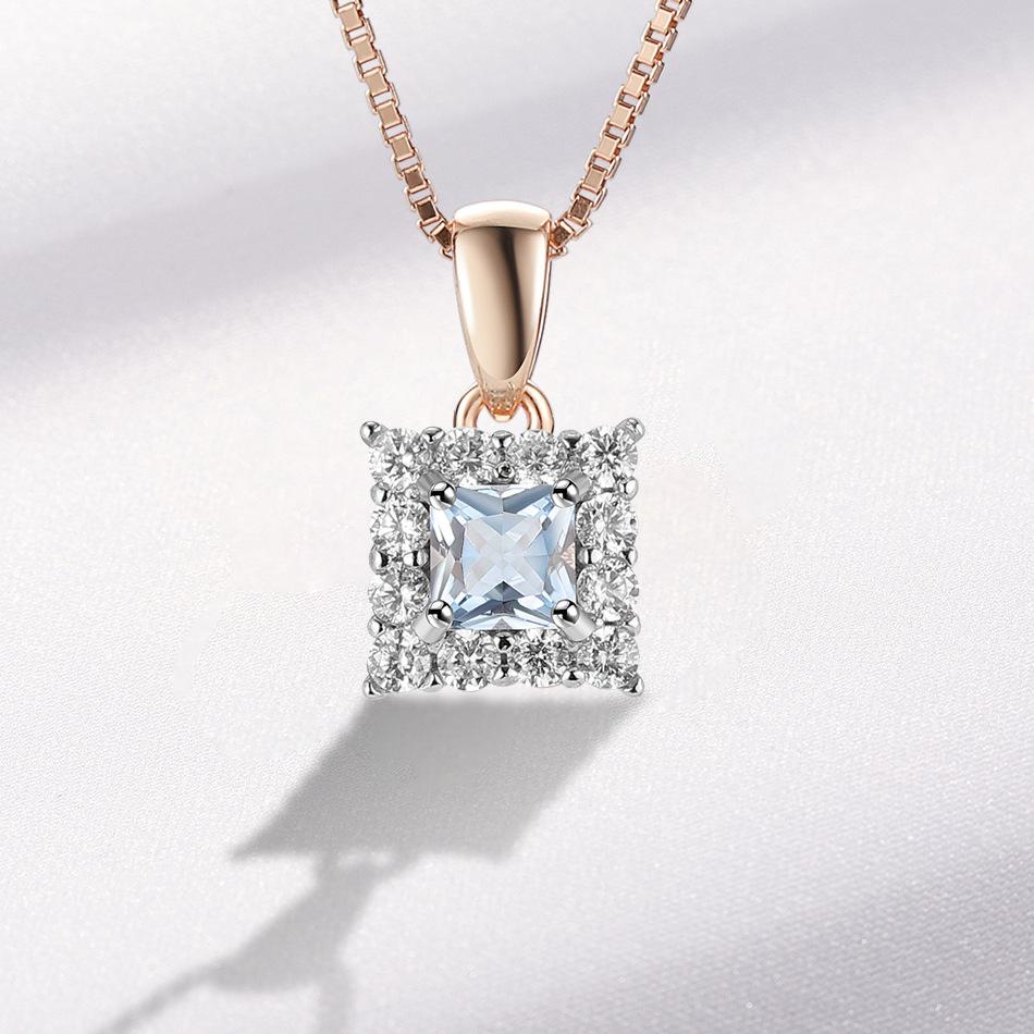 Новое простое квадратное колье из стерлингового серебра 925 пробы с нано-голубым розовым золотом и разделением цветов