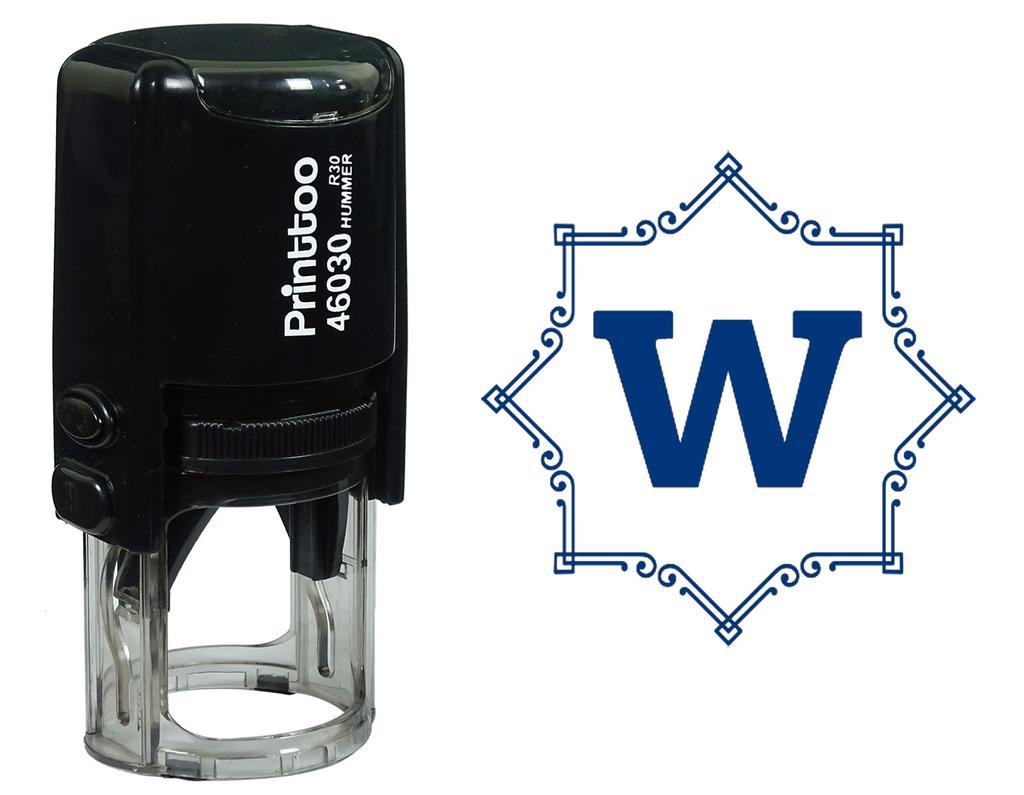 Printtoo Octagon Celtic Swirl Frame Alphabet W Monogram Self Inking Rubber Stamp Office