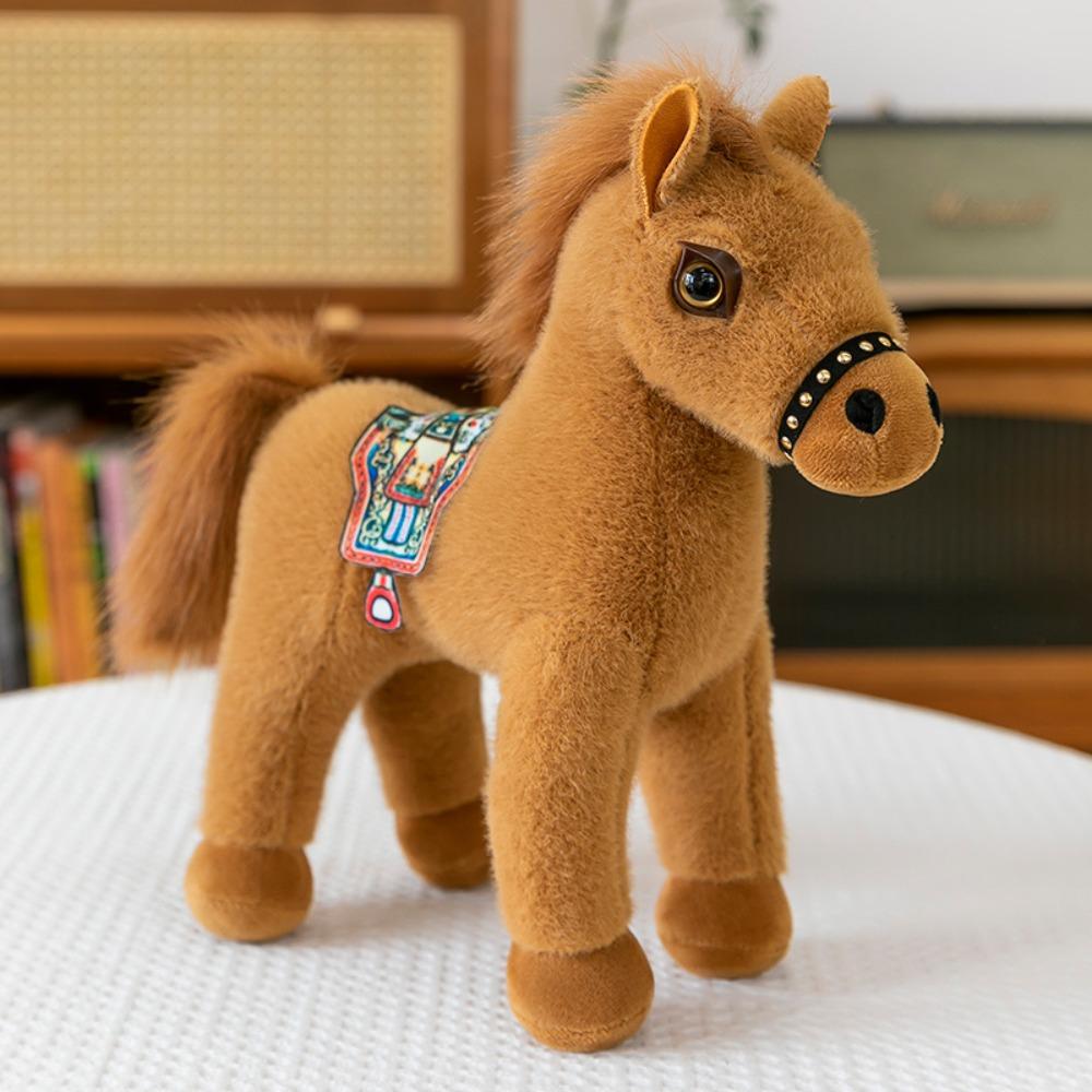 Simulation Pony Plush Toys Long Mane Cartoon Horse Stuffed Toy Room Decoration