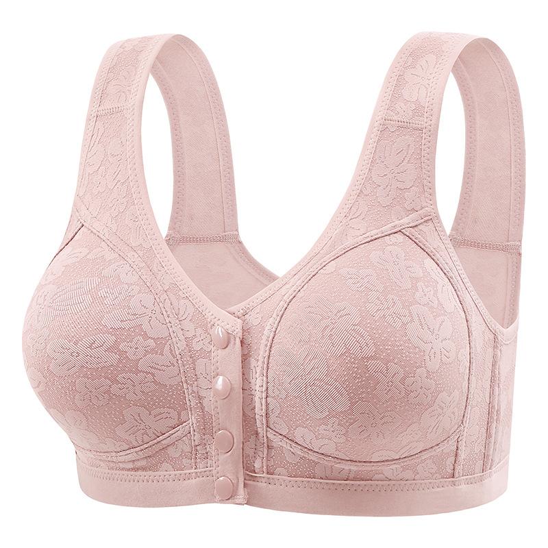 Middle Aged and Elderly Front Button Plus Size Bra Vest Style Bra for Women Without Steel Rims, Large Chest, Anti Sagging Bra for Mothers