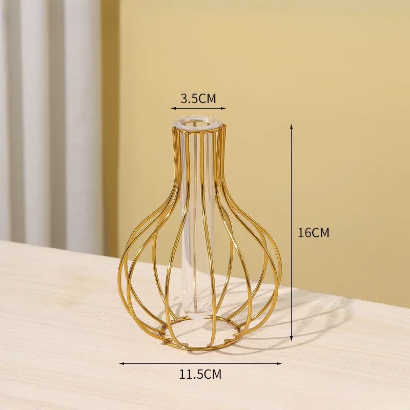 Простая полая железная ваза, прозрачный искусственный цветок, имитация маленькой винной бутылки, креативный цветок, контейнер для сухоцветов