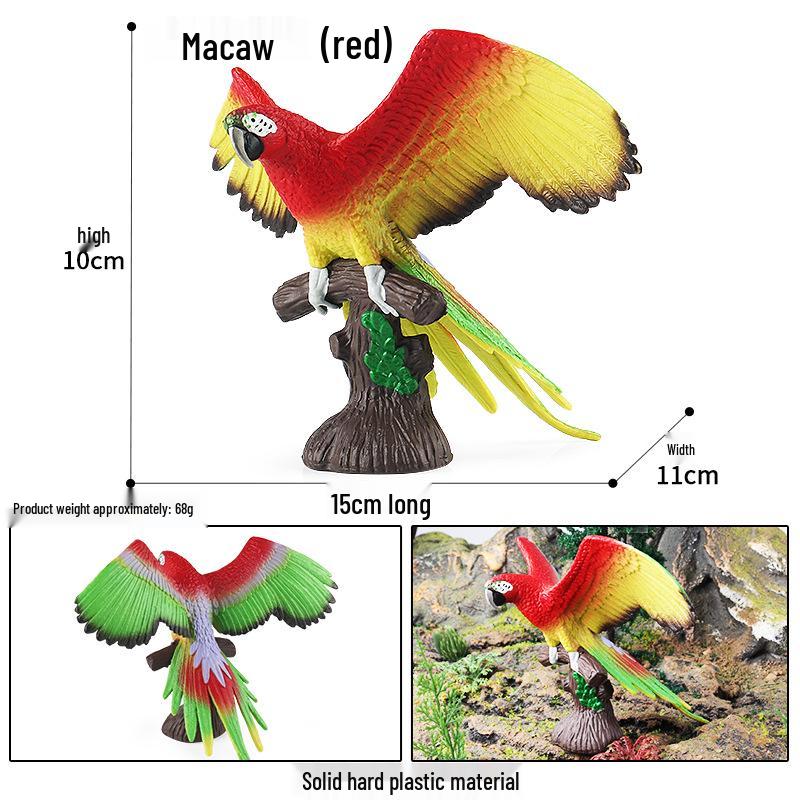 Wild Animal Simulation: Flying Parrot & Peacock Model Toy Ornament for Kids
