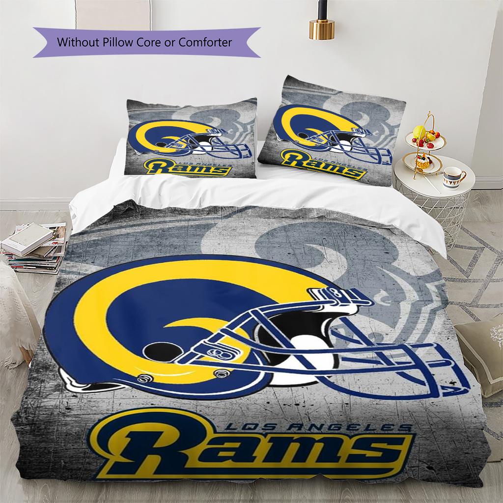 Los Angeles Rams Logo Pattern Bedding Set Quilt Cover Pillowcase Home Decor Gift (1 * duvet cover + 2 * pillowcase, without core)