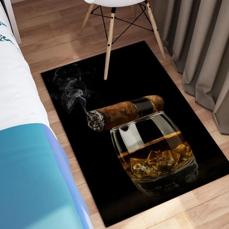 Cheers Carpet Whiskey Glass Champagne Rug Alcohol Mat Spirits Runner Drink Art Wine Rug Beer Art Aqua Vitae Gift Drinking Room