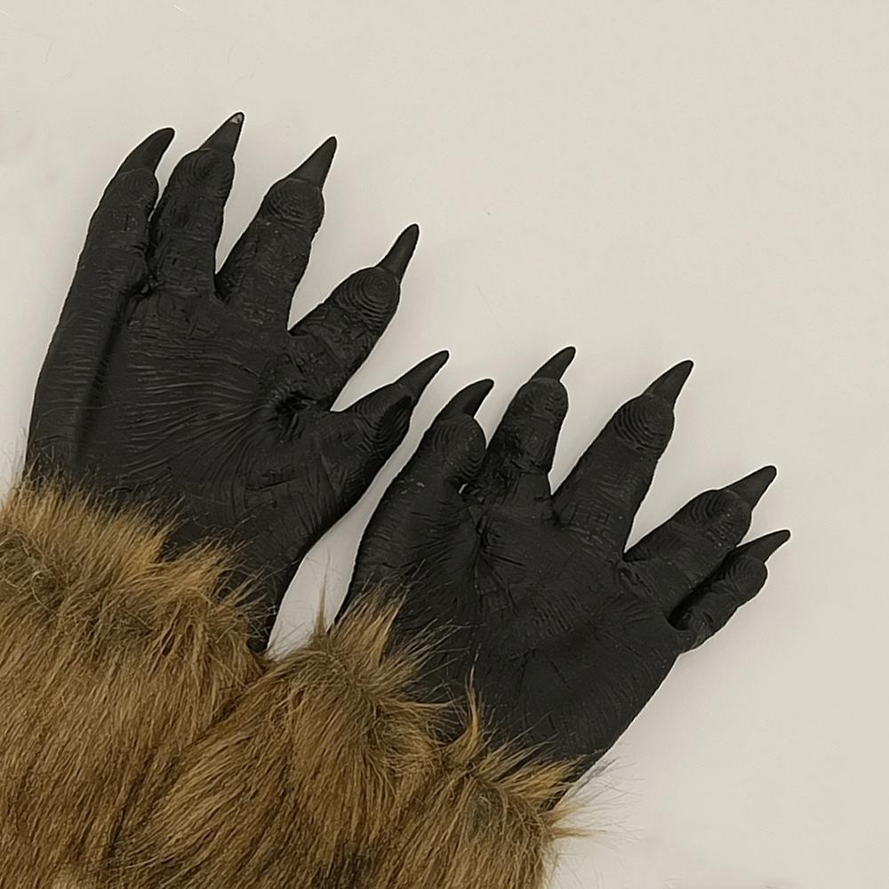 1 пара перчаток Wolfman Искусственный костюмный реквизит Хэллоуин Новинка Черный+Коричневый Для взрослых
