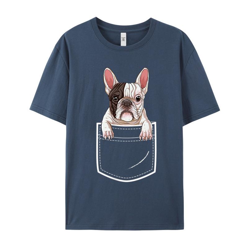 Premium Cotton Female Short Sleeve French Bulldog In Your Front T Shirts Graphic Tops Tees Cute Casual Round Collar Tops Shirts