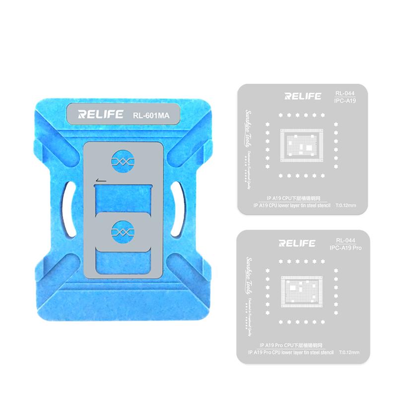 RELIFE RL-601MA Universal CPU Reballing Stencil Platform For iPhone A11-A19 IC Chip Planting Tin Template Fix