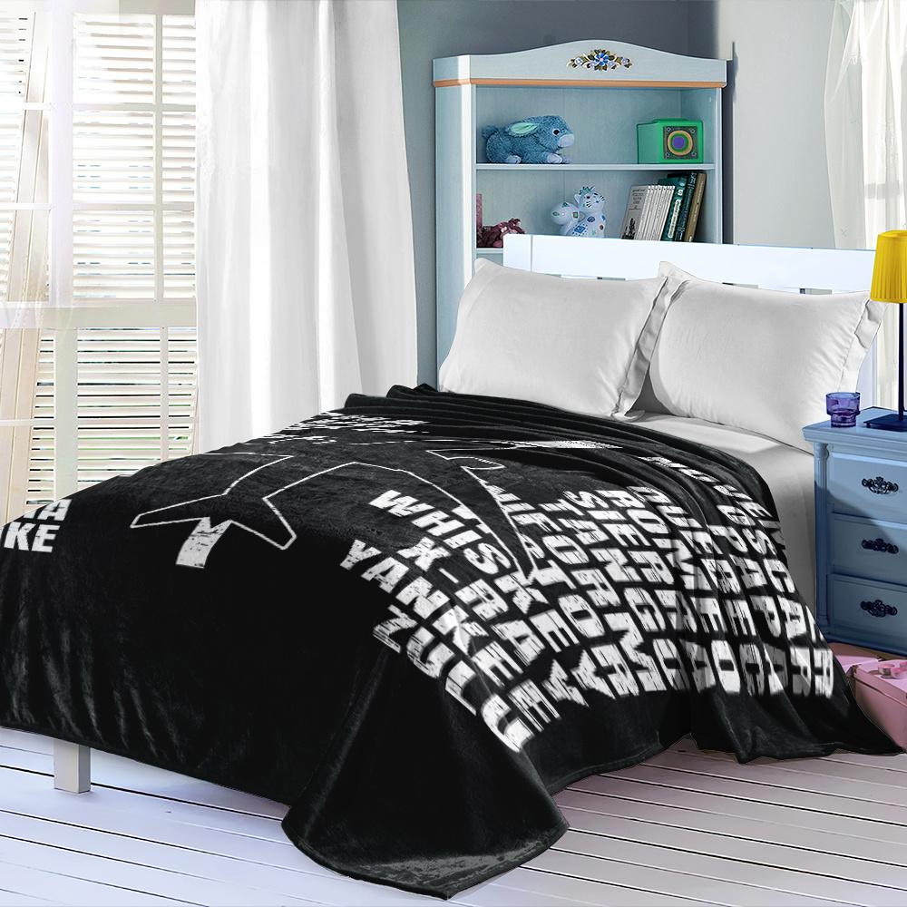 Airplanes and letter patterns Flannel printed blanket suitable for all seasons suitable for living room office sofa and travel