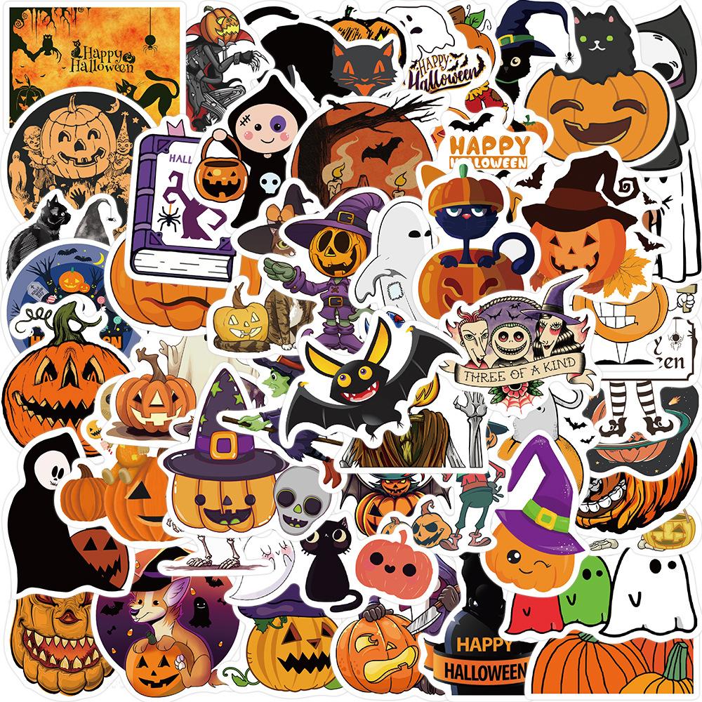13 Models of 50 Halloween Holiday Decoration Graffiti Stickers Suitcase Computer Waterproof No Glue Stickers DIY
