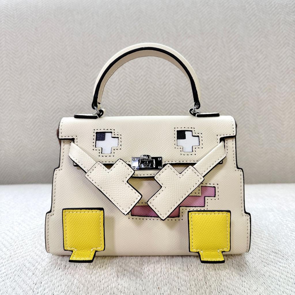 2025 Новая сумка-кукла из натуральной кожи с мозаикой Маленькая сумка-монстр Модная и милая сумка через плечо для женщин