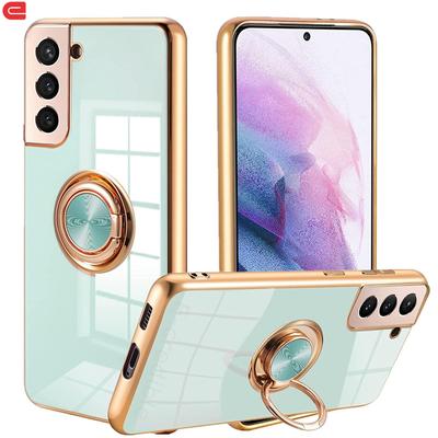 Чехол с 6D покрытием для Samsung Galaxy S23 S22 Ultra S21 Plus Note 20 S20 FE A54, кольцевая подставка, автомобильное крепление, противоударный силиконовый чехол