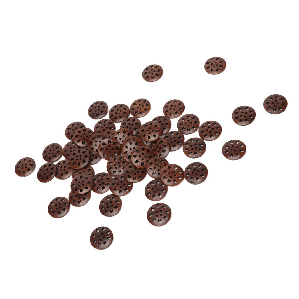 50 Pcs Wooden Buttons Vintage Beautiful 4 Holes Decorative Buttons for DIY Craft Sewing Clothing