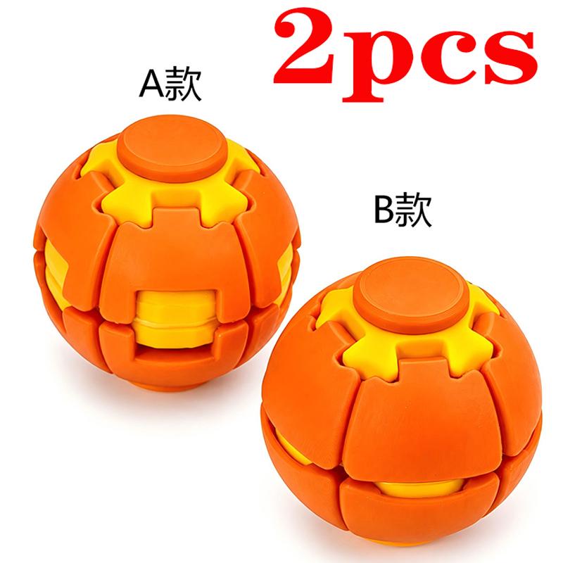 Hot 2Pcs 3D Printed Press-To-Spin Fidget Ballone Click Deform Fidget Spinner Ball Smooth Rotating Stress Relief Sensory Toy