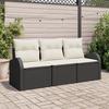 VidaXL 3-piece Garden Sofa Set with Cushions Black Poly Rattan 3345897