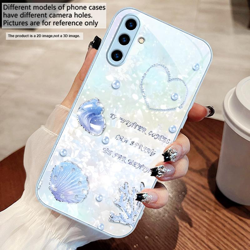 Красивый фиолетовый чехол для Samsung A73 72 71 A70 56 55 54 A53 52 51 50 42 A35 A34 33 32 31 26 25 24 23 22 30 стеклянный чехол для телефона
