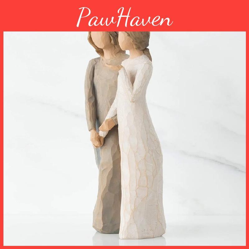 Ручная работа Ива Дерево Расписанная смола Сестра Рядом Фигурка Кукла Подарок Декоративная