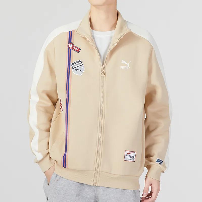 PUMA Team Badge Jacket Men's Khaki (Unisex) Jackets 677375 67