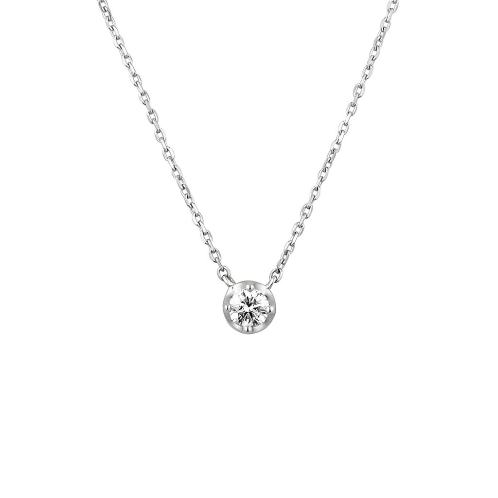 Diamond Platinum Necklace 111933125001 [Yondo Sea] Approx. 0.1ct Women's