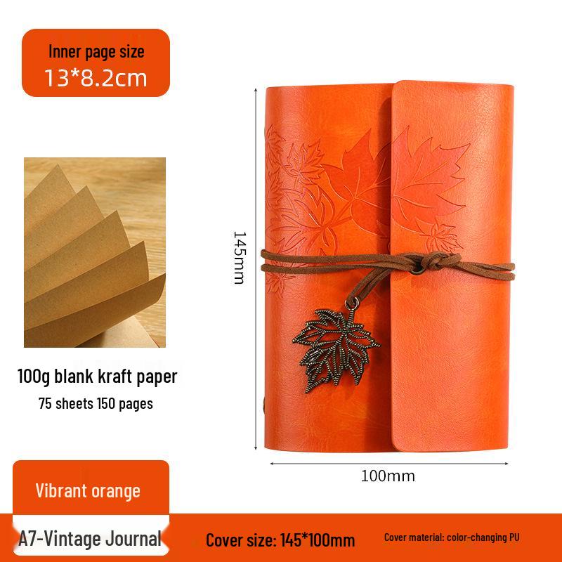 Ретро блокнот на кольцах «Кленовый лист» с настраиваемым логотипом и обложкой с эффектом «кожи»