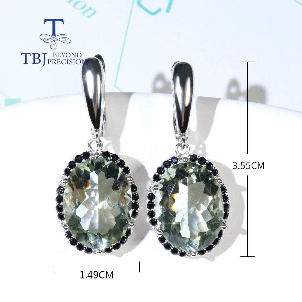 Новый!Серьги-подвески с натуральным бразильским зеленым аметистом BL, настоящие драгоценные камни, овальные 12*16 мм, комплект ювелирных изделий из стерлингового серебра 925 пробы, изысканные ювелирные изделия