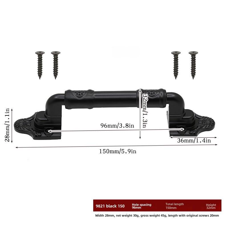 Черная прочная металлическая ручка для амбарных дверей для деревянных или раздвижных дверей