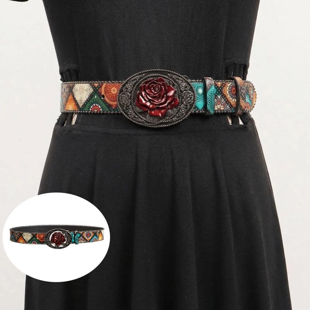 Rivet Design Women's Gothic Belt Rose Belt Buckle Punk Belt Waist Belt Clothing Accessories