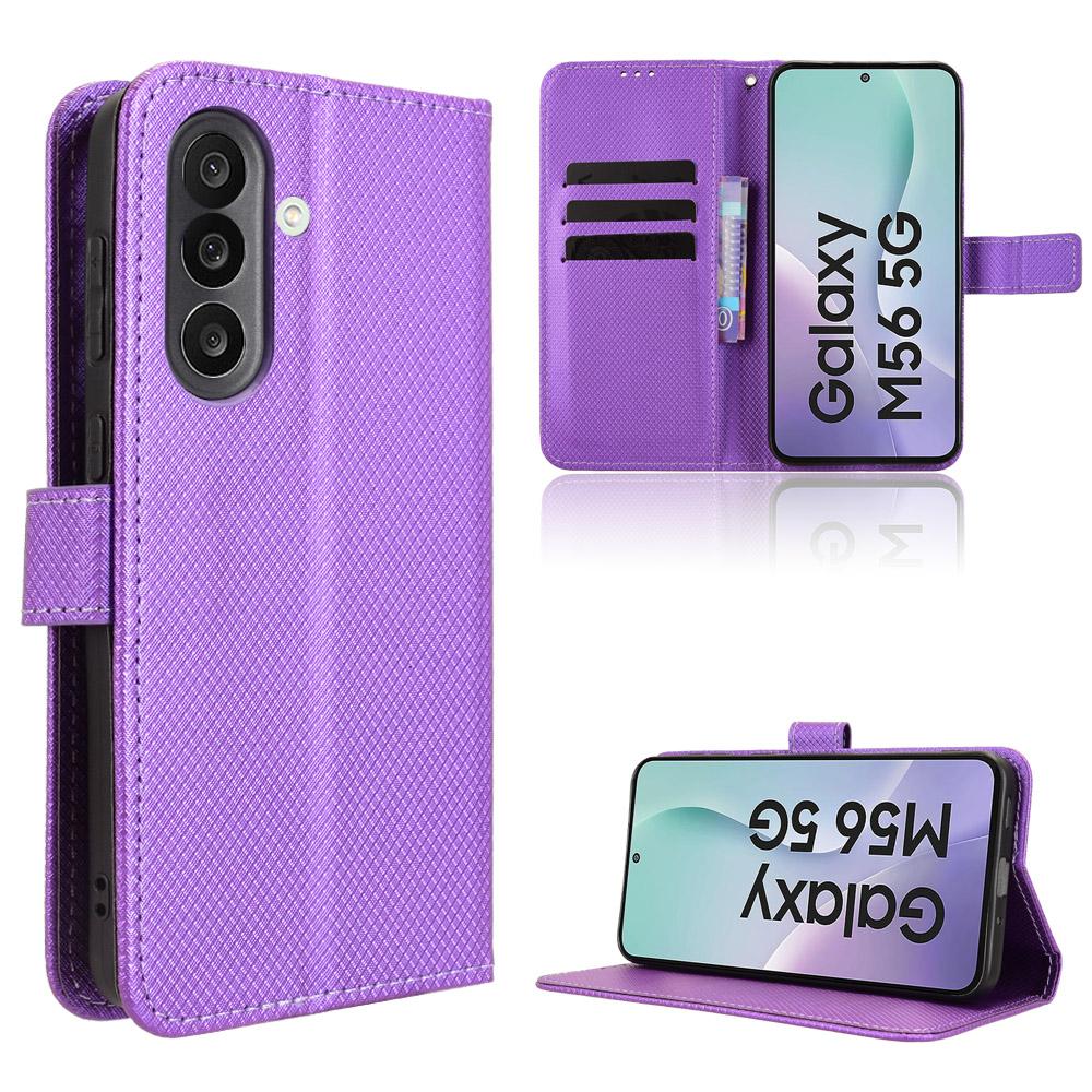 For Samsung Galaxy M56 5G Leather Wallet Case with Strap Diamond Texture Phone Cover