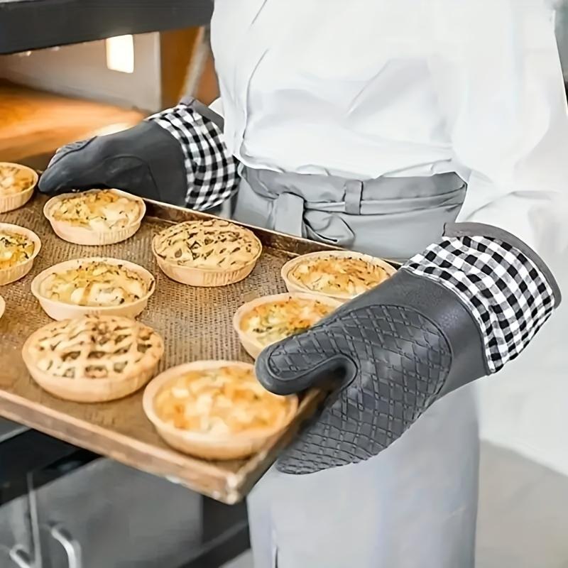 2 шт. Силиконовые кухонные перчатки с нескользящим дизайном, Только ручная стирка, Термостойкие кухонные перчатки для барбекю, гриля, готовки, выпечки