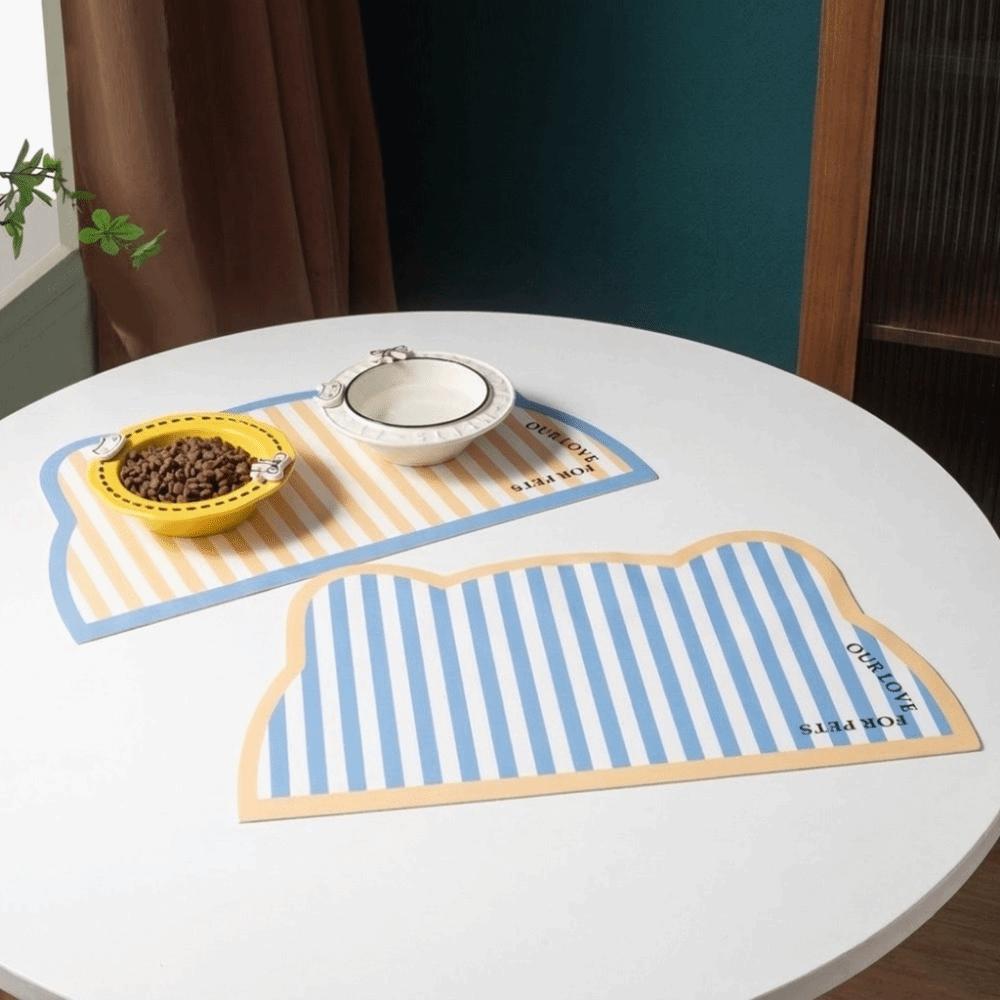 Waterproof Cat Head Shaped Pet Meal Mat Anti Slip Kitchen Floor Mat Multi-Pet Household