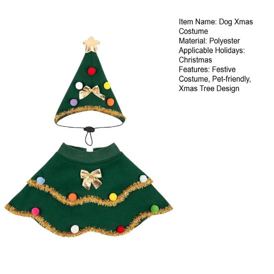 Собачий Рождественский Наряд Костюм Рождественской Елки для Питомцев Остроконечная Шляпа с Воротником на Шею Праздничная Одежда для Питомцев для Вечеринок Переодевания Фотографии
