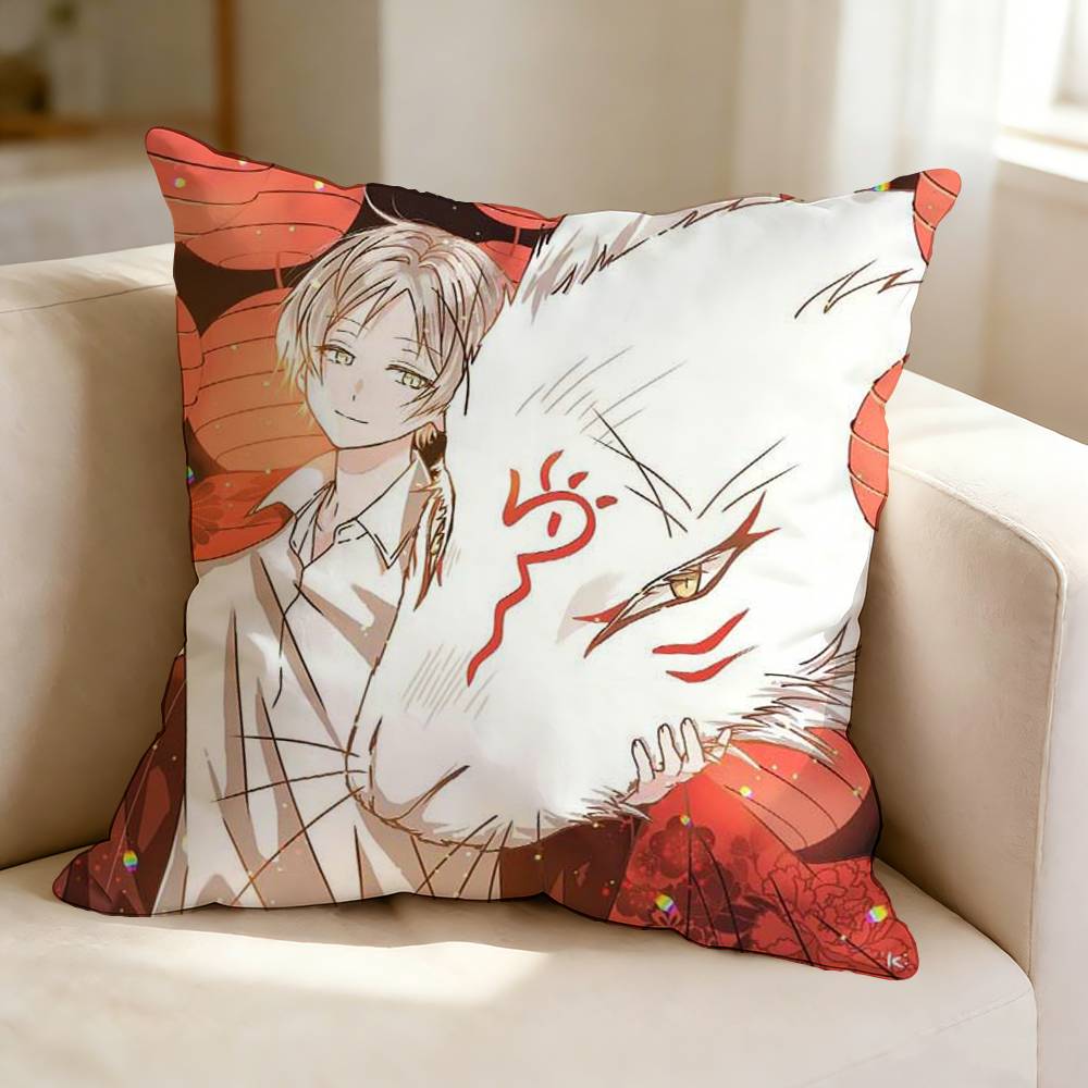 NNatsumes Book of Friends TTakashi Natsume Pillow Case Square DoubleSided Sofa Cushion Cover Bedroom Bedside Pillow