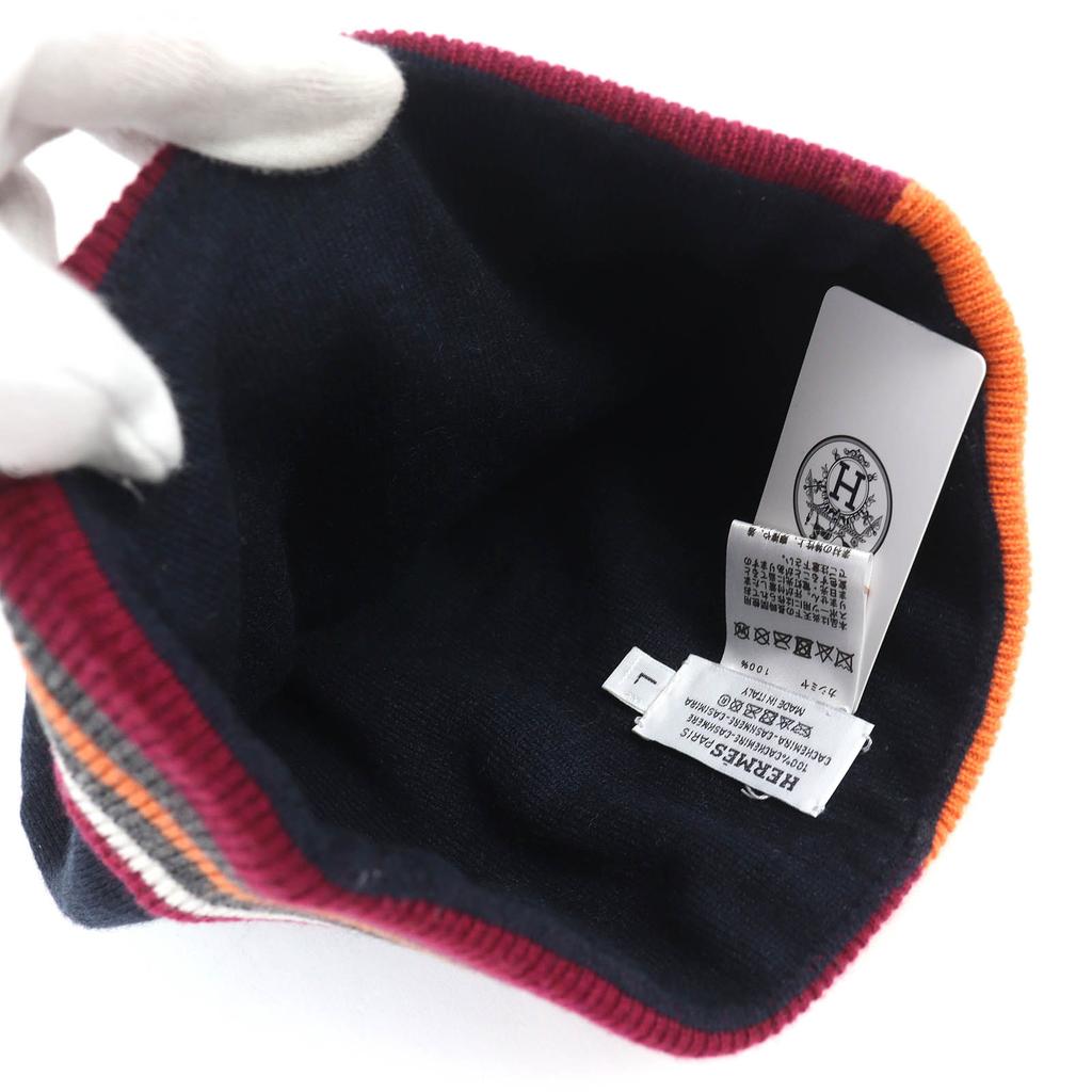 Pristine HERMES Knit cap H Twist Heaven Twist Serie Button Beanie Knit Hat L Used