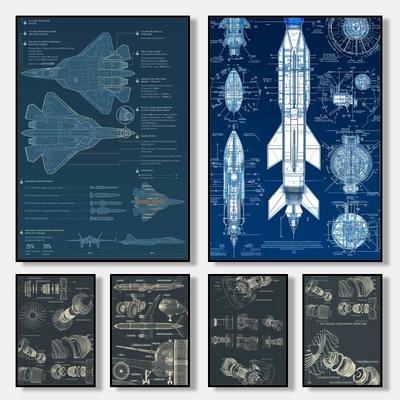 Плакат с чертежами авиационных механизмов, настенная печать, декоративная фреска, современный домашний декор, подарок на день рождения, холст без рамы, Gara