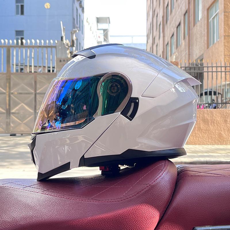 Motorcycle Helmet Peel-off Helmet Men's and Women's Full Helmets Bluetooth Personality Four-season Locomotive Big Tail National Standard