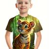 Children's Clothing Boys Tshirt Short Sleeve Stylish 3D Tiger Print Kids Summer Clothes Cartoon Casual Round Neck Girl Clothes